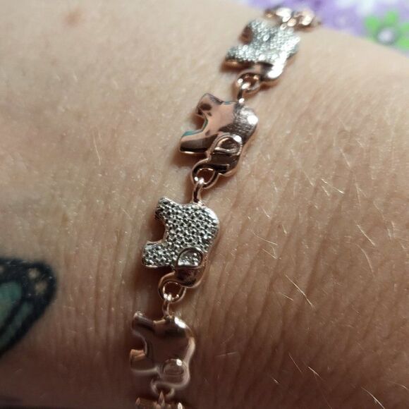 Karis Diamond Accent Elephant Bracelet in 18K RG w/extender - Picture 2 of 6